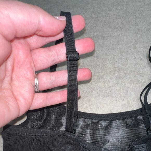 Black Mesh Ribcage Corset Top Adjustable Straps Gothic Punk Style, XS - Picture 5 of 5